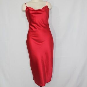 Meshki Red Satin Midi Dress
